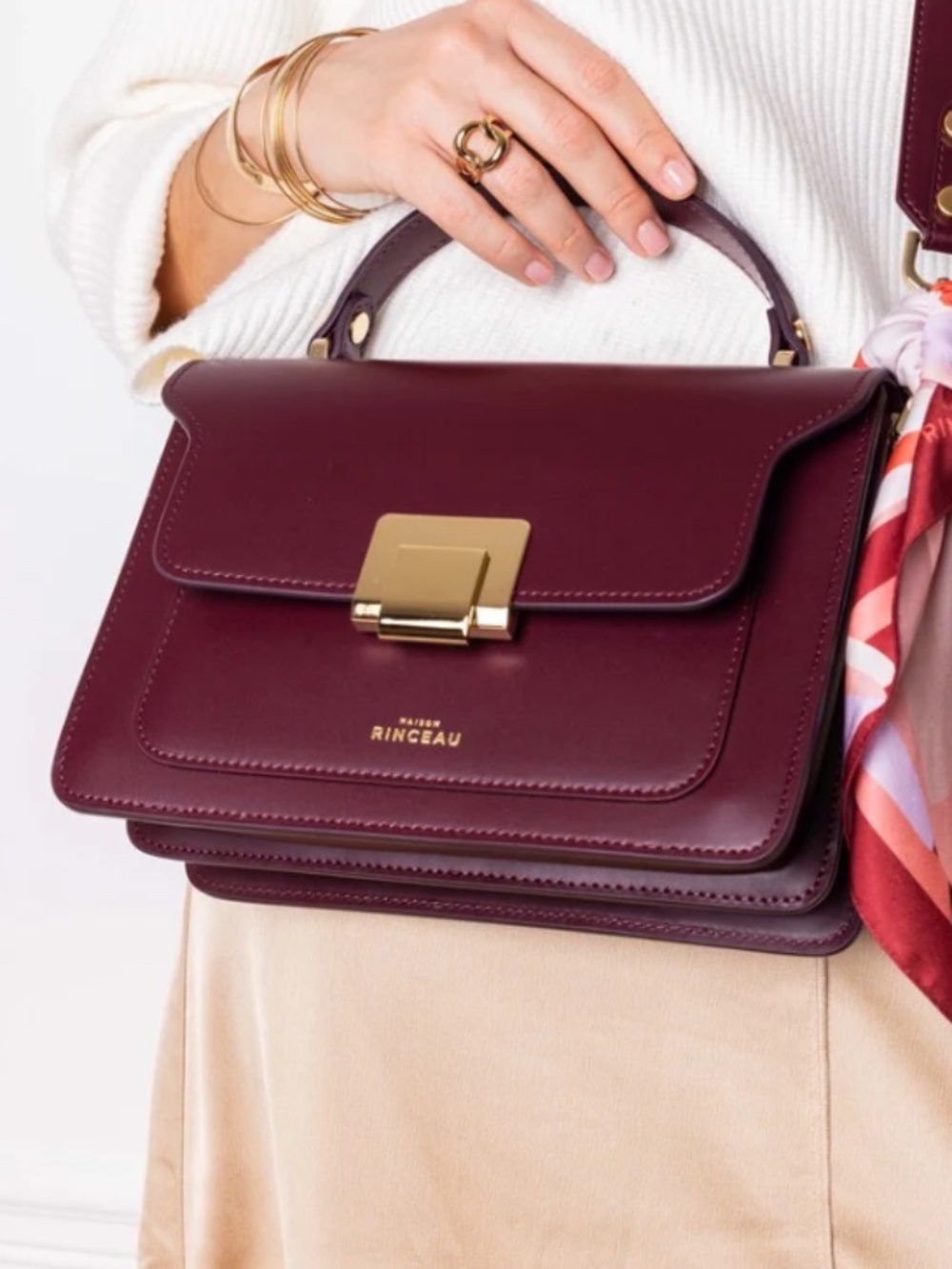 Maison Rinceau Bordeaux Petit Apollon Leather Top-Handle Bag